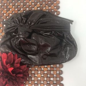 Loeffler Randell Brown Clutch with Knot Decoration